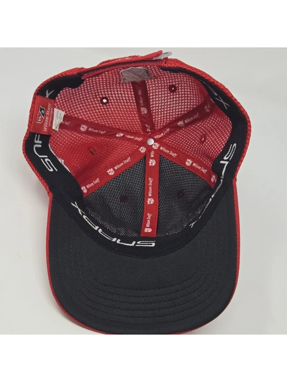Wilson Staff Golf Hat Cap Red Mesh Adjustable Hook & Loop Performance